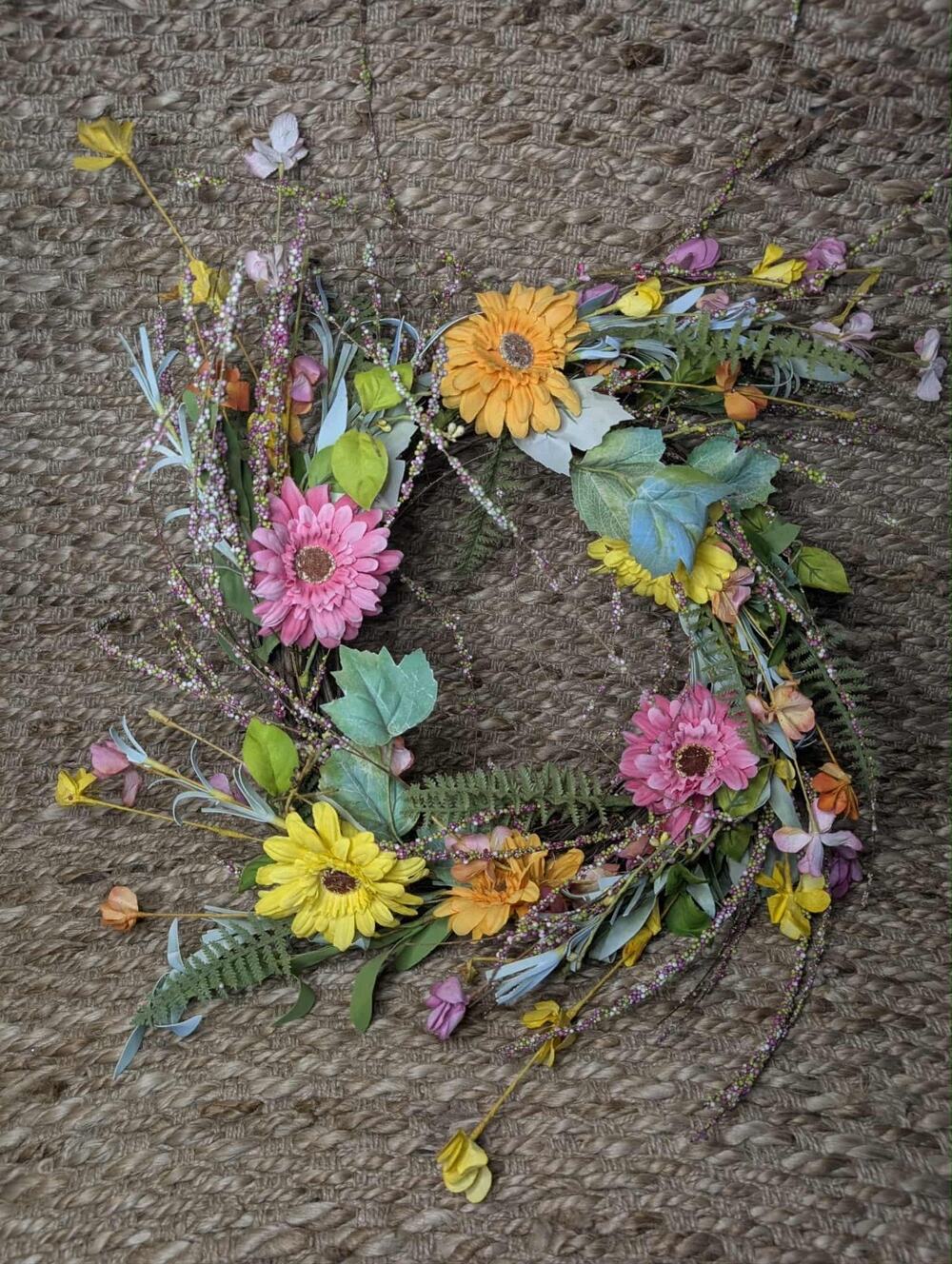 Spring Summer Artifical Floral Wreath Porch Outdoor Indoor 20 Inch